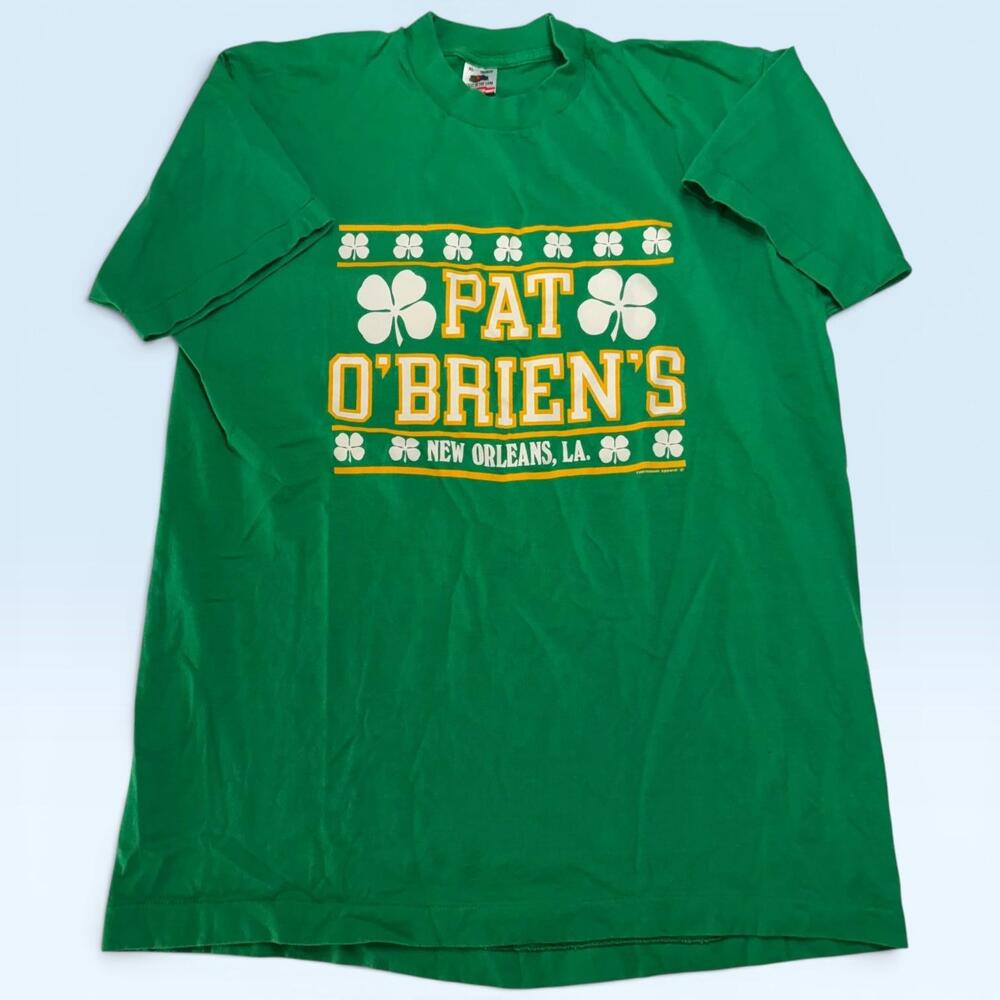 Vintage Pat O'Brien's Shirt Mens XL Green Fruit Of The Loom New Orleans TShirt